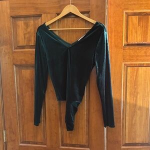 Elegant Deep Green Velvet Women's Bodysuit